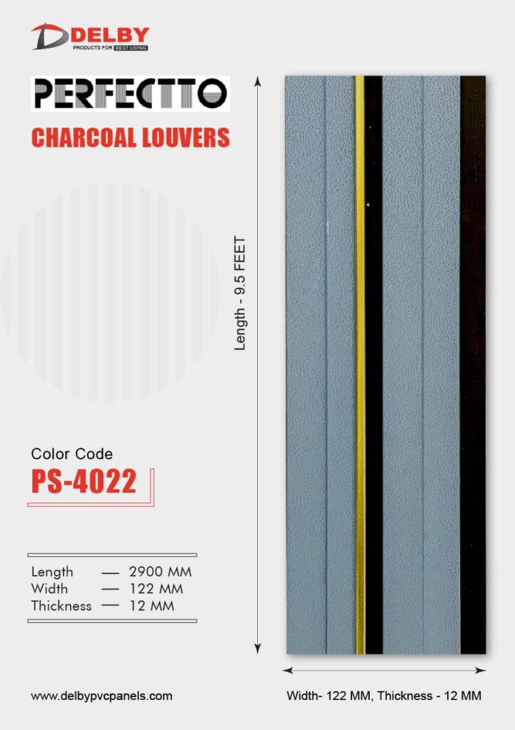122mm Charcoal Louvers PS-4022 | Delby PVC Panels