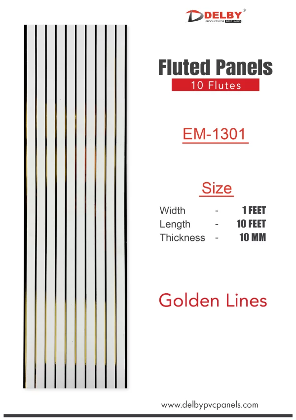 Eco Fluted Panels - 10 Flutes (Golden Lines)