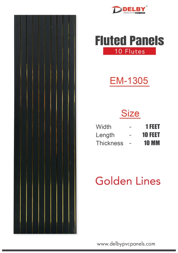 Eco Fluted Panels - 10 Flutes (Golden Lines)