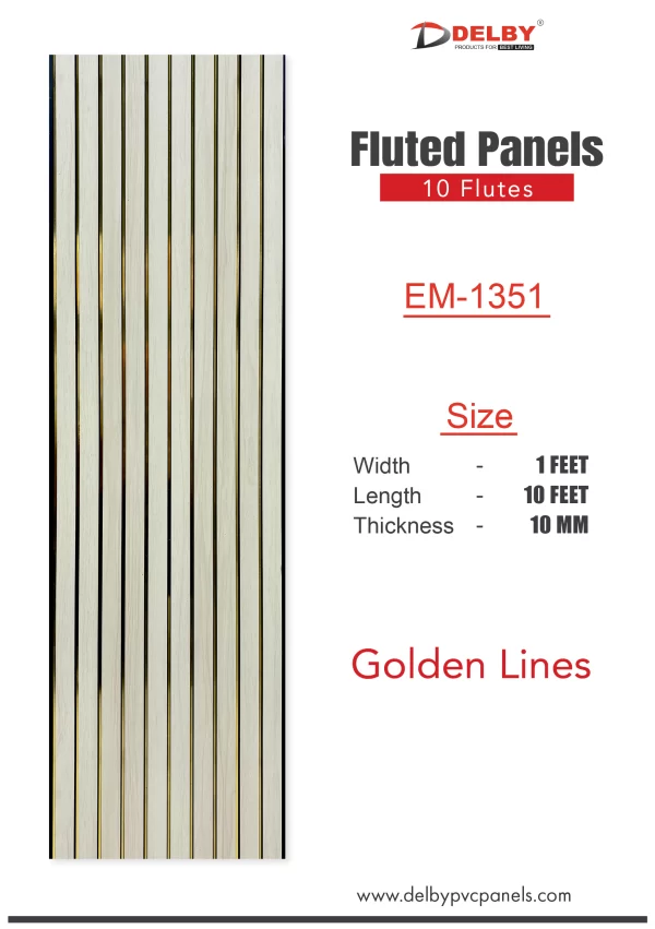 Eco Fluted Panels - 10 Flutes (Golden Lines)