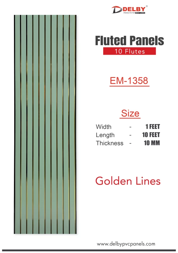 Eco Fluted Panels - 10 Flutes (Golden Lines)