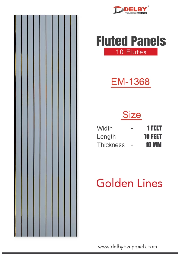 Eco Fluted Panels - 10 Flutes (Golden Lines)