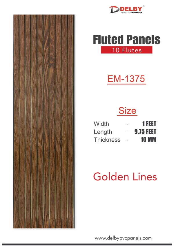 Eco Fluted Panels - 10 Flutes (Golden Lines)