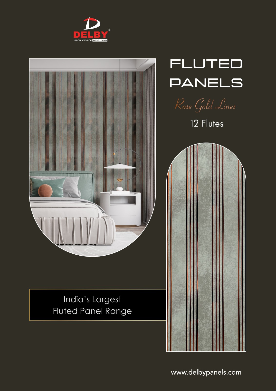 Fluted Panels - 12 Flutes (Rose Gold Lines)