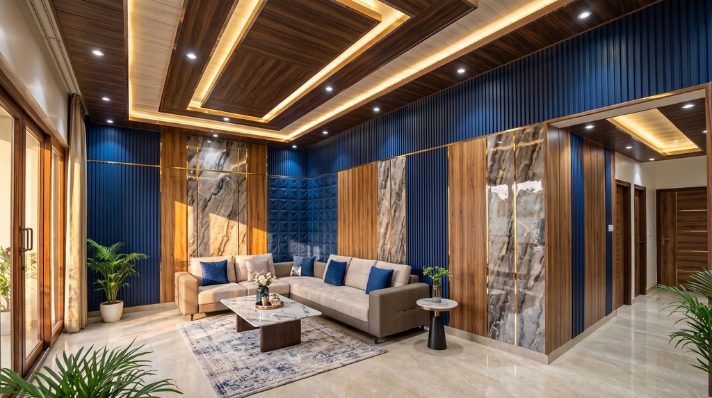 Delby Sapphire Series DB-1201 woodgrain PVC wall panel 8mm thickness and 10 feet specification sample